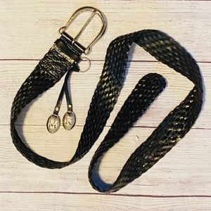MICHAEL KORS Black Woven Leather Belt